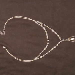 Beaded silver and acrylic two tiered necklace